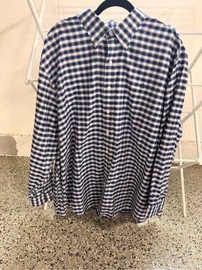 Brooks Brothers Blue Plaid Non-Iron Stretch Shirt 3XL